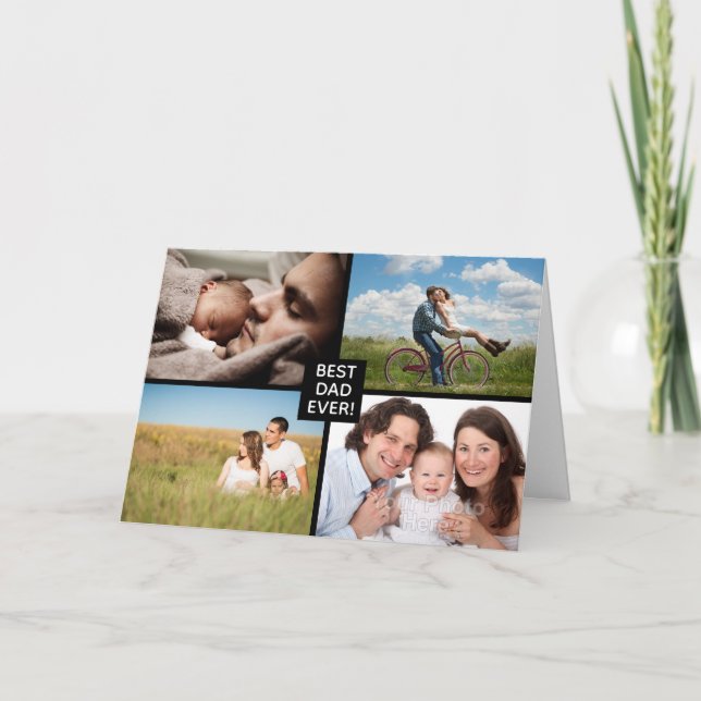 Best Dad Ever Black Fathers Day 4 Foto Collage Karte (Vorderseite)