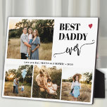Best dad ever family photo collage heart fotoplatte<br><div class="desc">Create your own modern simple best daddy ever typography script with 4 custom photos keepsake black and white plaque for Father's Day,  his birthday,  or any other occasion.</div>