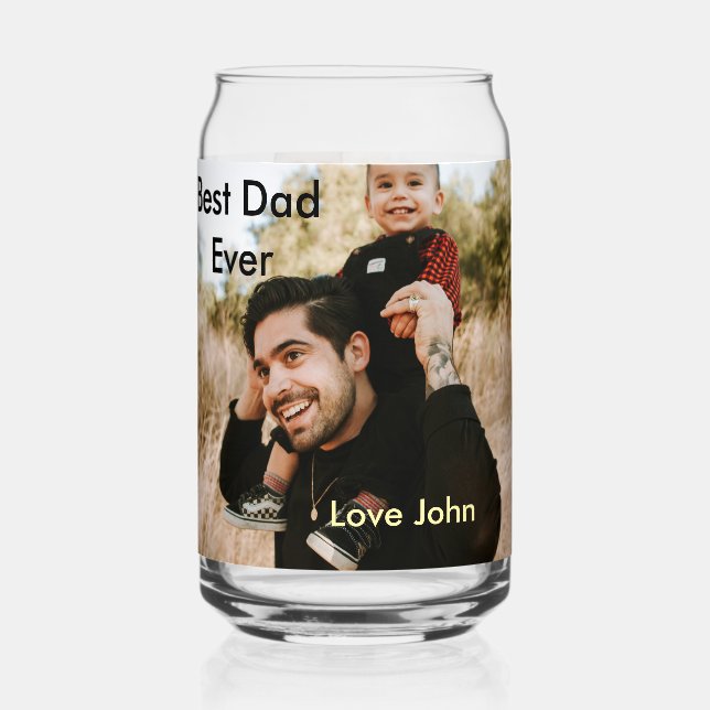 Best dad ever father's dad gift photo name simple  dosenglas (Vorderseite)