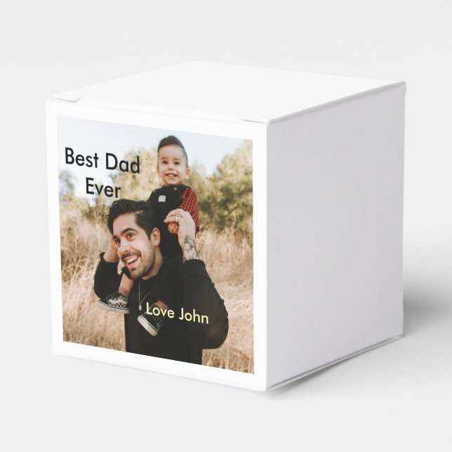 Best dad ever father's dad gift photo name simple  geschenkschachtel (Vorderseite)