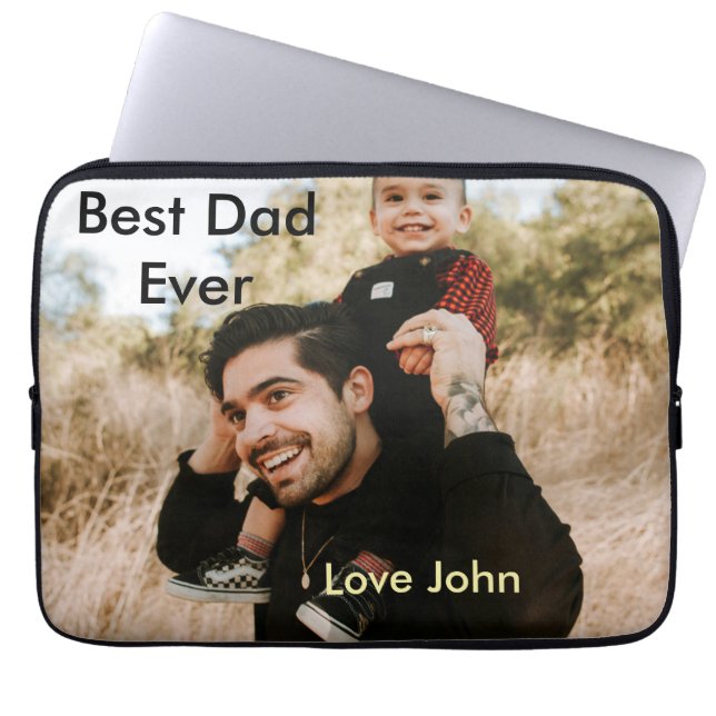 Best dad ever father's dad gift photo name simple  laptopschutzhülle (Vorderseite)