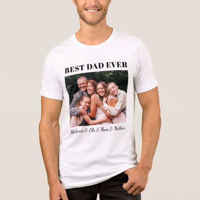 Best Dad Ever Fully Customizable Family Hug Photo Tri-Blend Shirt (Vorderseite)