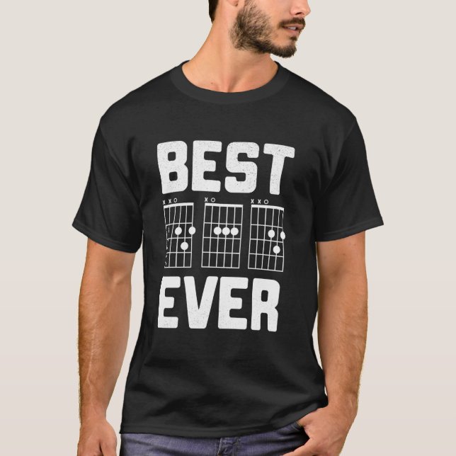 Best Dad Ever Guitar Chords D-A-D Father Guitarist T-Shirt (Vorderseite)