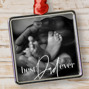 Best Dad Ever Modern Classic Simple Elegant Photo Ornament Aus Metall