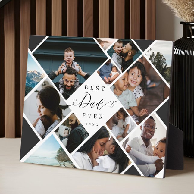 Best Dad Ever Modern Photo Collage Gift Keepsake Fotoplatte (Best Dad Ever Modern Photo Collage Gift Keepsake Plaque)