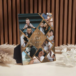 Best Dad Ever Modern Photo Collage Woodgrain Fotoplatte