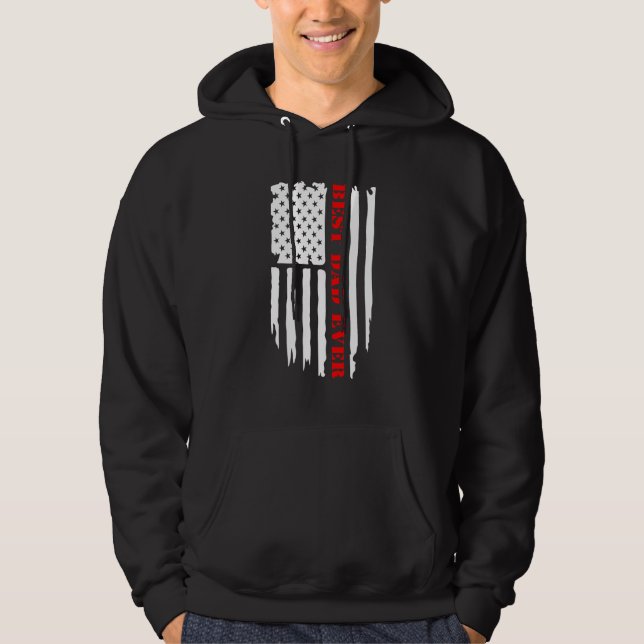 Best Dad Ever on American Flag Hoodie (Vorderseite)