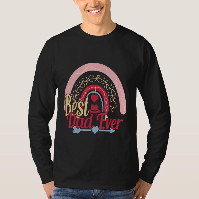 Best Dad Ever Rainbow Daddy Papa Father s Day 2023 T-Shirt (Vorderseite)