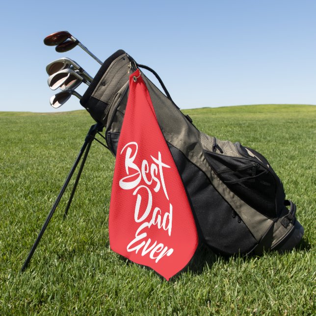 'Best Dad Ever' Red White Typography Heartfelt Golfhandtuch (Gras)