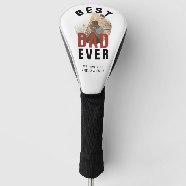 Best Dad Ever Typography Father's Day Foto Golf Headcover (Vorderseite)