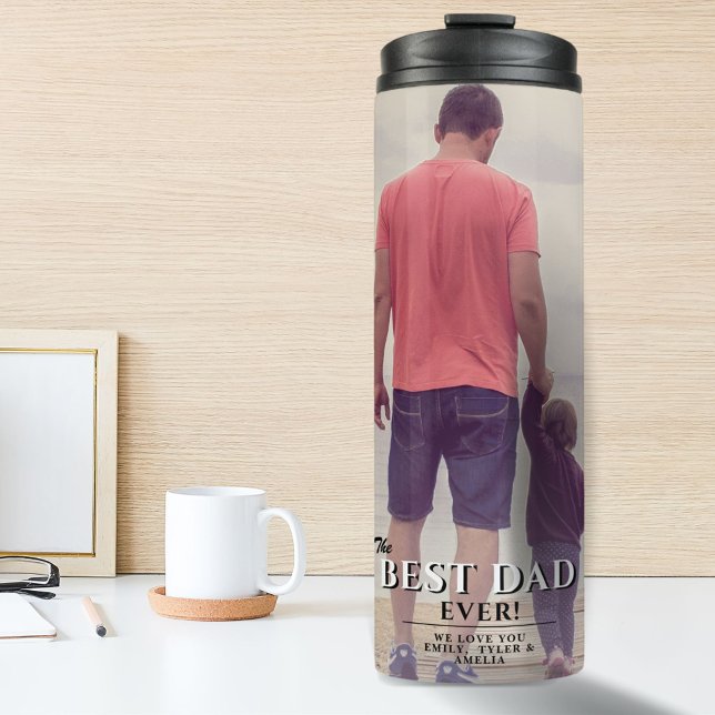 Best Dad Ever Typography Father's Day Foto Thermosbecher (Von Creator hochgeladen)
