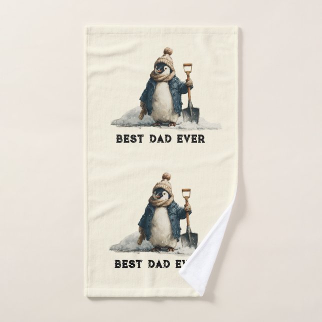 Best Dad Ever Winter Penguin Design Badhandtuch Set (Handtuch)