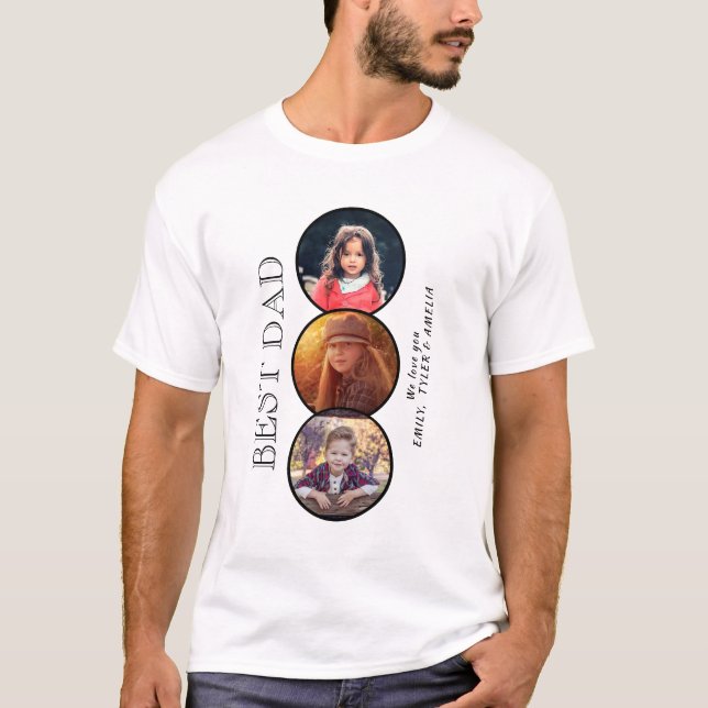 Best Dad Father`s Day 3 Oval Photo Collage T-Shirt (Vorderseite)