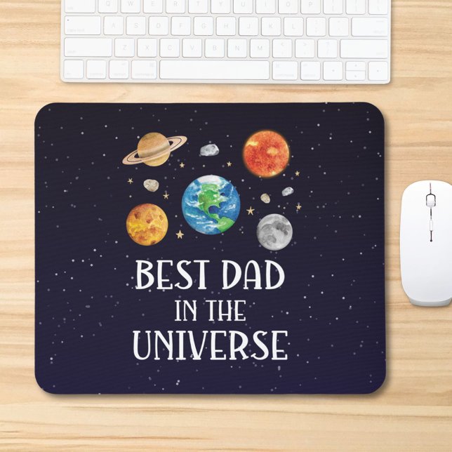 Best Dad in The Universe Funny Quote Fathers Day Mousepad (Von Creator hochgeladen)