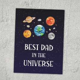 Best Dad in The Universe Funny Quote Fathers Day Postkarte