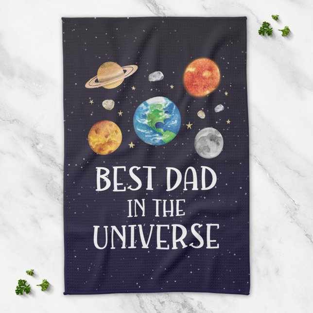 Best Dad in The Universe Quote Fathers Day Geschirrtuch (Von Creator hochgeladen)