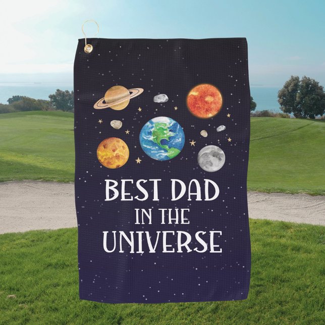 Best Dad in The Universe Quote Fathers Day Golfhandtuch (Von Creator hochgeladen)