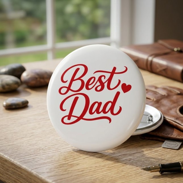 Best Dad Script Red Heart Decorative Button Pin (Von Creator hochgeladen)