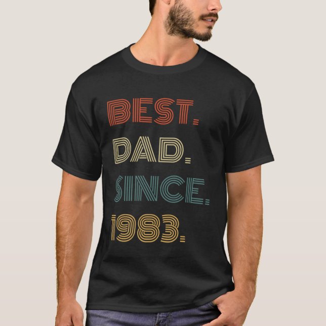 Best Dad Since 1983 Clothes  for Him Men Retro Vin T-Shirt (Vorderseite)