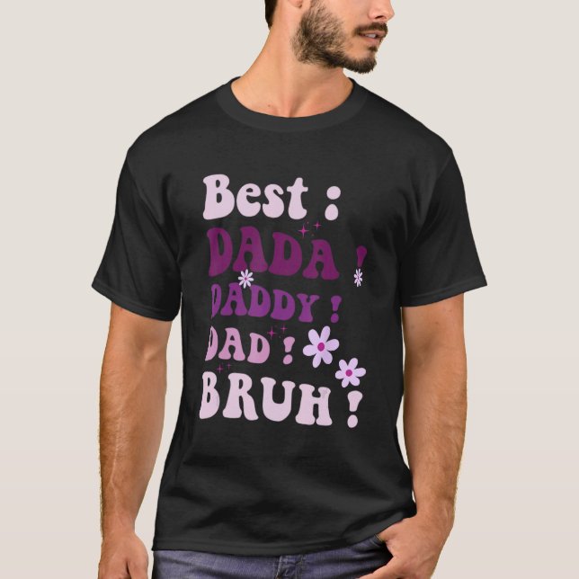 Best Dada Daddy Dad Bruh Fathers Day Purple Groovy T-Shirt (Vorderseite)