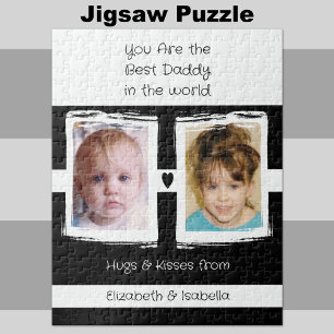 Best Daddy 2 Fotos geben die Namen schwarz Puzzle