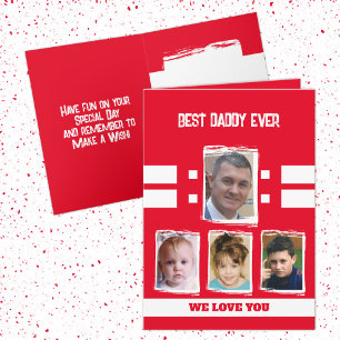 Best Daddy 4 Fotos Liebe Sie rot weiß Karte
