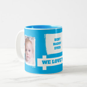 Best Daddy Ever 2 Fotos Liebe Sie weiß Himmel blau Zweifarbige Tasse