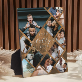 Best Daddy Ever Modern Photo Collage Woodgrain Fotoplatte