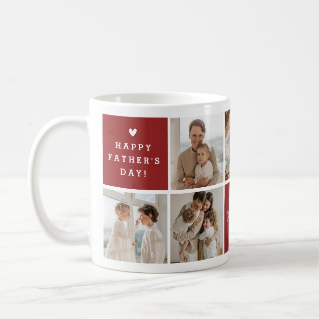 'Best Daddy Ever' Nachricht Custom 7 Foto Collage Kaffeetasse (Links)