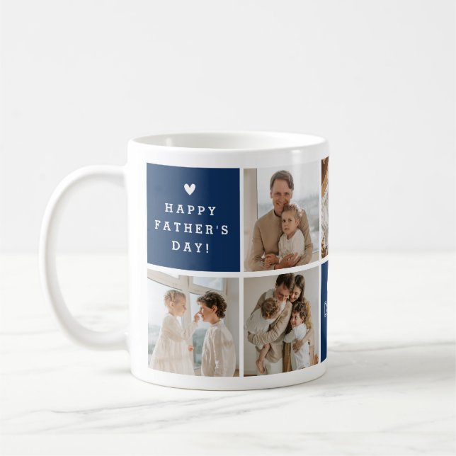 'Best Daddy Ever' Nachricht Custom 7 Foto Collage Kaffeetasse (Links)
