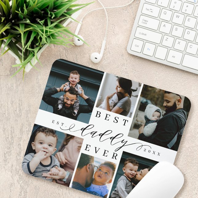 Best Daddy Ever | Vatertag 6 FotoCollage Mousepad (Von Creator hochgeladen)