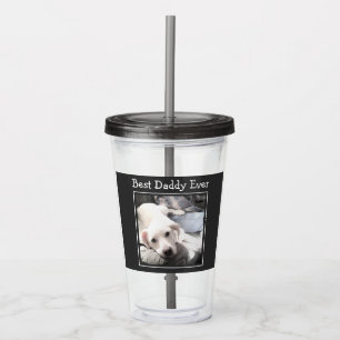 Best Daddy je Niedlicher Welpe Hund Foto Grau Acryltrinkbecher