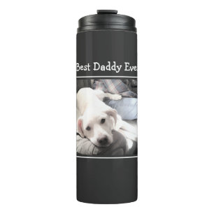 Best Daddy je Niedlicher Welpe Hund Foto Grau Thermosbecher
