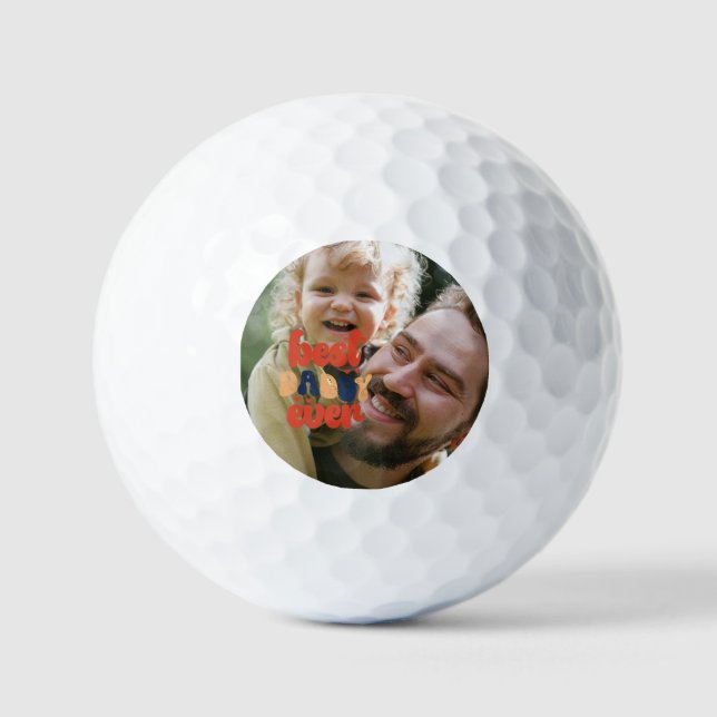 Best Daddy je Retro Personalisiertes Foto Golfball (Vorderseite)