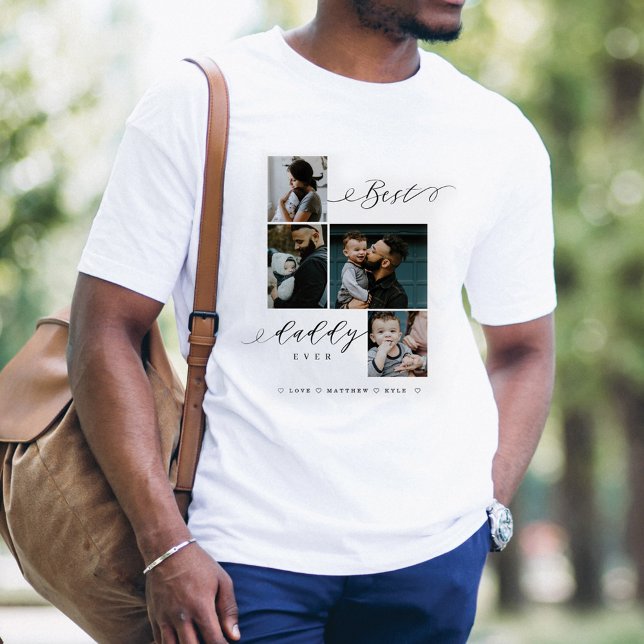 Best Daddy je Script | Familiäres Foto Tri-Blend Shirt (Best Daddy Ever Script | Family Photo Keepsake Tri-Blend Shirt)