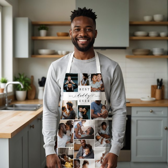 Best Daddy jemals Script Vathers Day Foto Collage Schürze (Best Daddy Ever Script Fathers Day Photo Collage Apron)