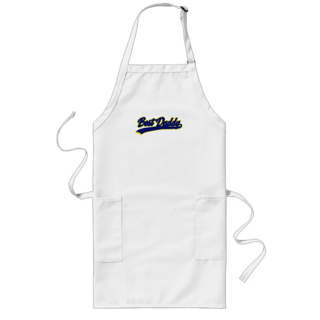 Best Daddy Retro Blue Yellow Typography Lange Schürze (Vorne)