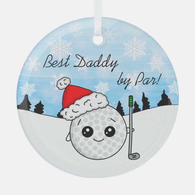 Best Daddy von Par | Funny Golf Pub Weihnachten Ornament Aus Glas (Vorderseite)