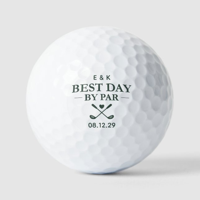 Best Day by Par Elegant Personalized Wedding Golfball (Vorderseite)