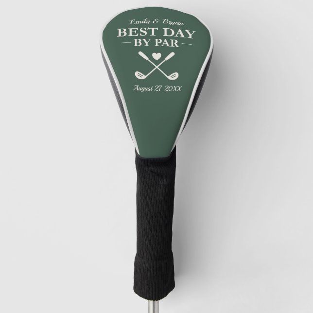 Best Day By Par Modern Personalized Wedding Golf Headcover (Vorderseite)
