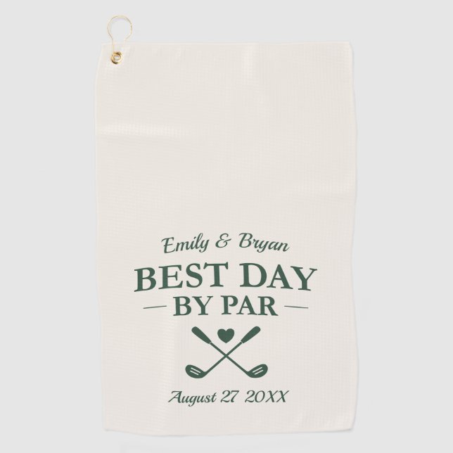Best Day by Par Personalized Wedding Golfhandtuch (Vorderseite)