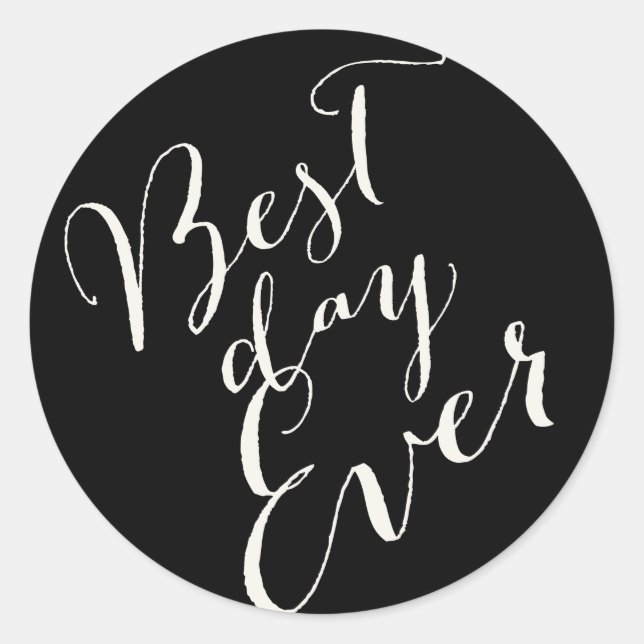Best Day Ever Calligraphy Script Wedding Stickers (Vorderseite)