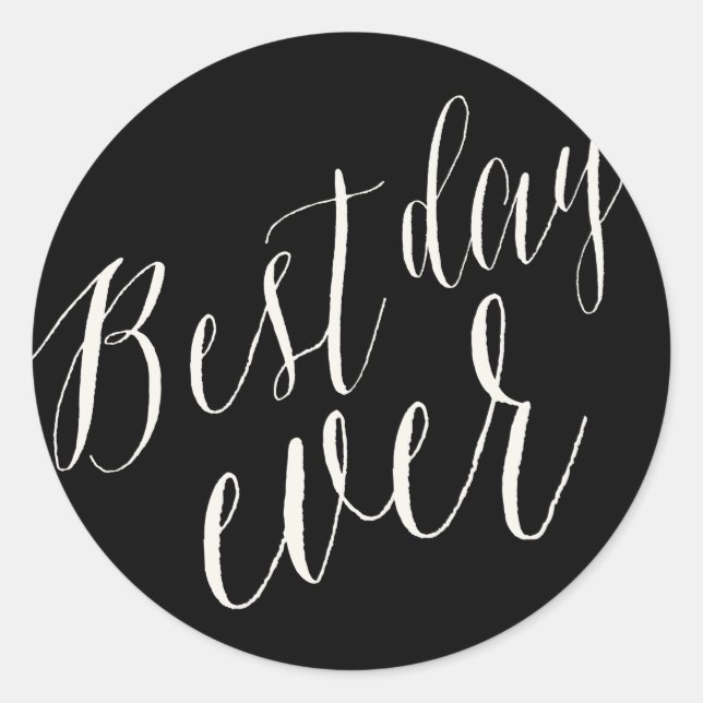 Best Day Ever Calligraphy Script Wedding Stickers (Vorderseite)