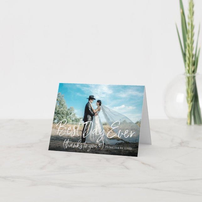 Best Day Ever Chic Wedding Danke Foto (Vorderseite)