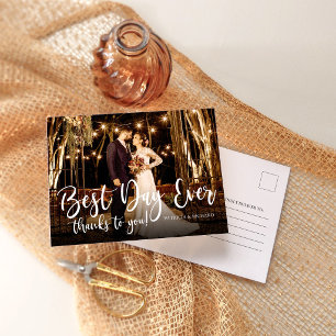 Best Day Ever Elegantes Foto Hochzeit Vielen Dank Postkarte