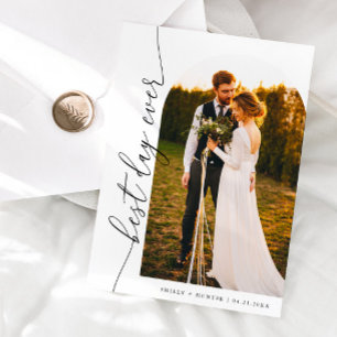 Best Day Ever Elegantes Script Wedding Foto Dankeskarte