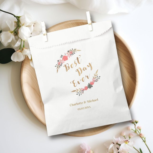 Best day ever! geschenktütchen (Best day ever! Wedding Favor Bag with your name and date.)