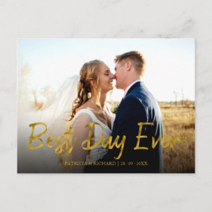 Best Day Ever Gold Foil Wedding Danke Foto Postkarte