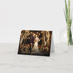 Best Day Ever Gold Script Foto Hochzeit Vielen Dan Dankeskarte
