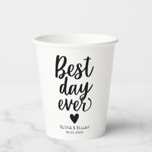 Best Day Ever mit Heart Wedding Paper Cups Pappbecher